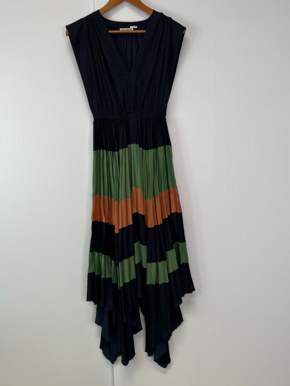 Ulla Johnson Dress Women 2 Maysha Maxi Ruched Pleat Flare Asymmetric Party Ex